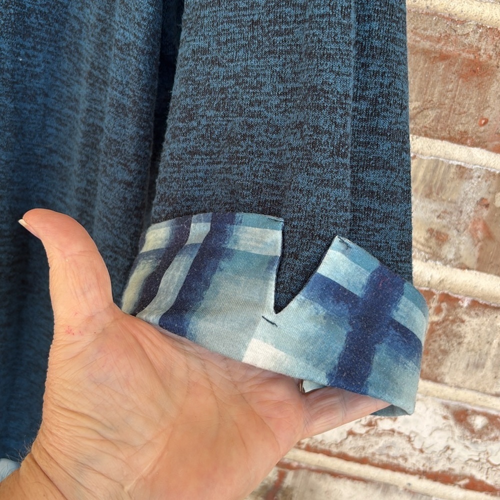 Catherines Dark Blue Tunic with Plaid Accents - Picture 3 of 9